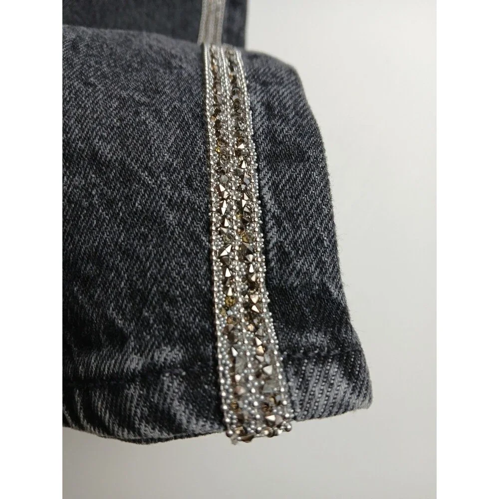 Lucky Brand Mid Rise Sienna Slim Boyfriend Jean Black Silver Glitter 10/30 Y2k‎